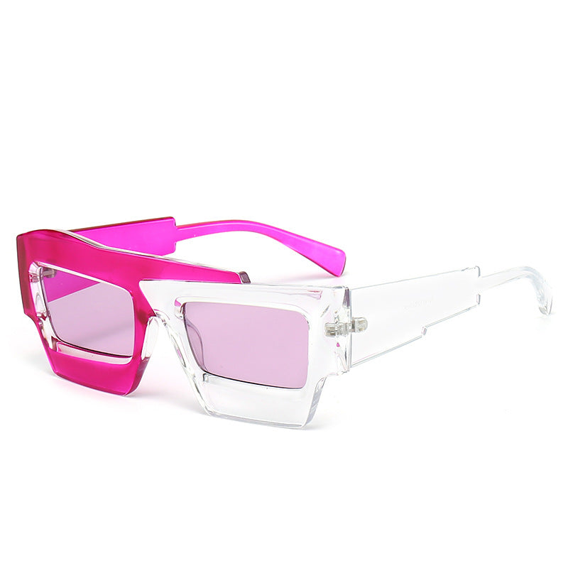 Wholesale Large Frame Irregular Thick Edge PC Sunglasses